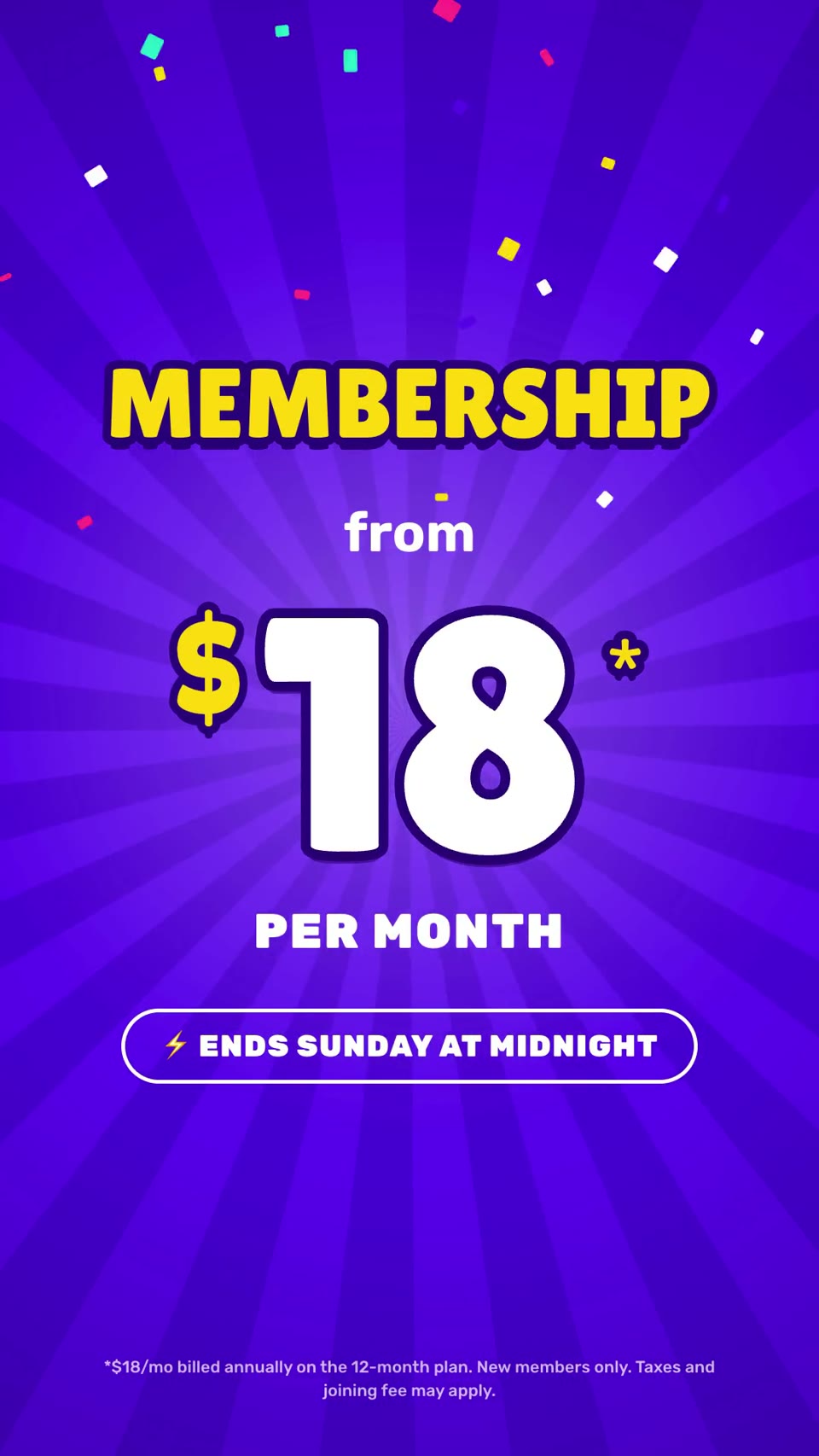 Flash Sale: Loud vertical retail promo: spinning sunbursts, outlined price slams, a coupon ticket and a pulsing CTA.