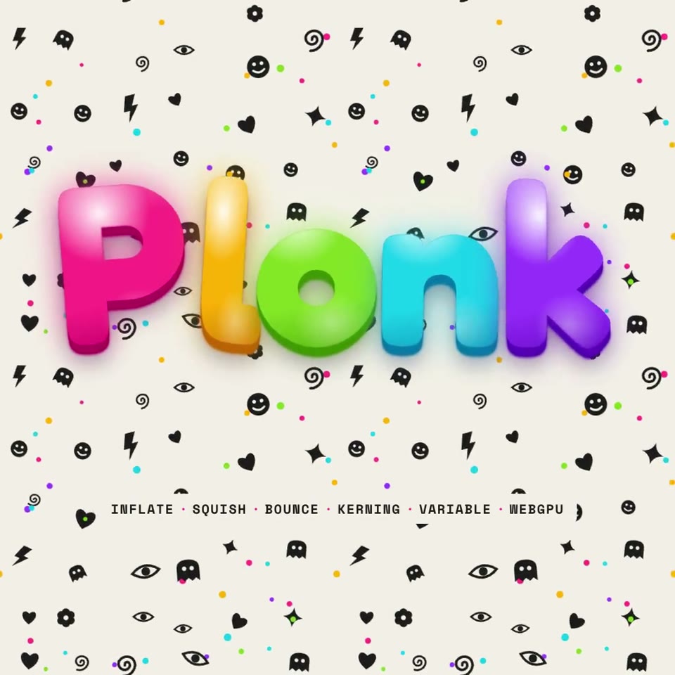 Inflated Type: Puffy candy-coloured letters drop in on springs, wobble like jelly and get bowled over on a doodle wallpaper.