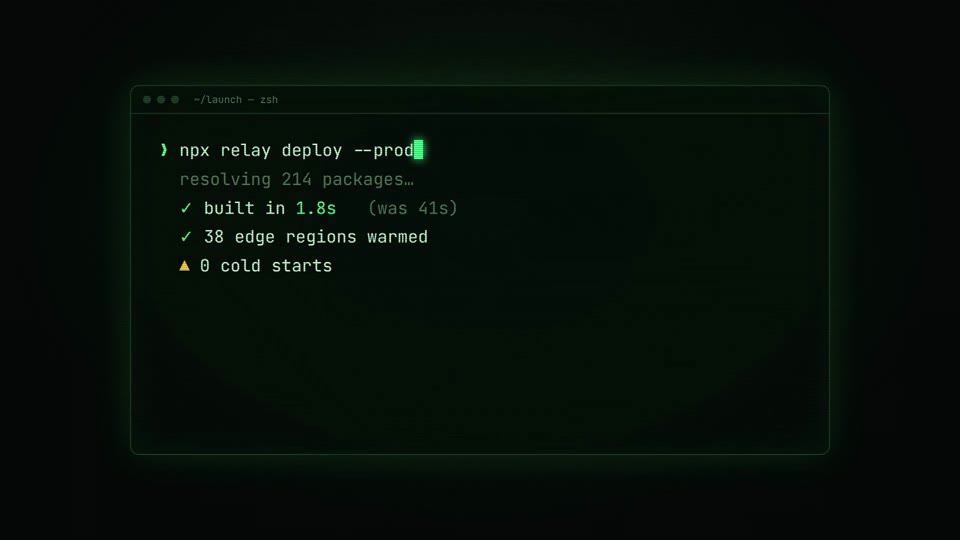Neon Terminal: Typed commands, green phosphor glow, a glitch cut to the logo.