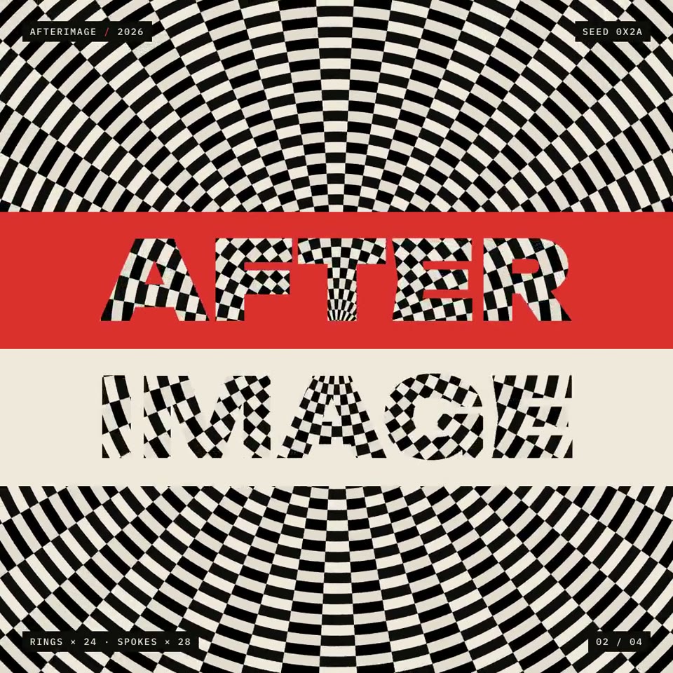 Op Art: Hypnotic Truchet mazes, pulsing stripe tunnels and moiré, with one red wave flooding through the pattern.