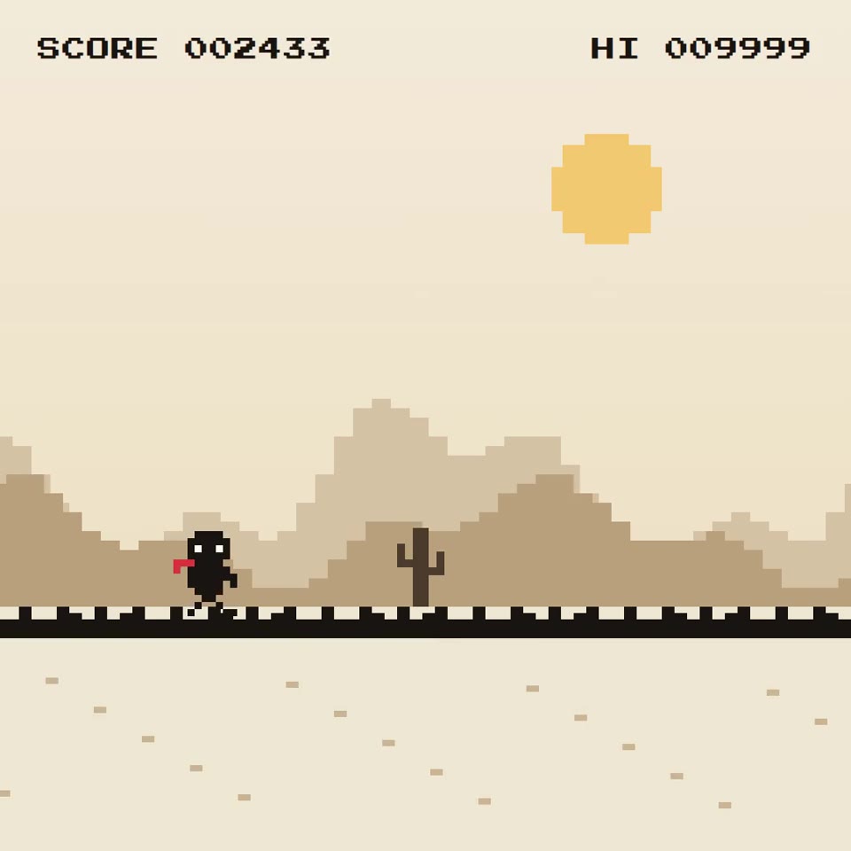 Pixel Arcade: A pixel runner in a sun-bleached desert, a near miss, a CLOSE CALL! tag and an arcade end card.